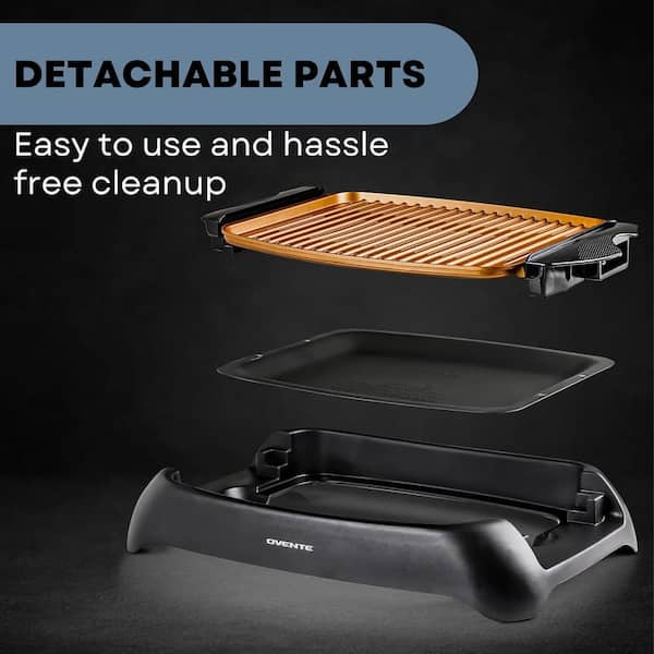Nonstick Electric Indoor Smokeless Grill - Portable BBQ Grills with Recipes, Fast Heating, Adjustable Thermostat, Easy to Clean, 21 x 11 Tabletop