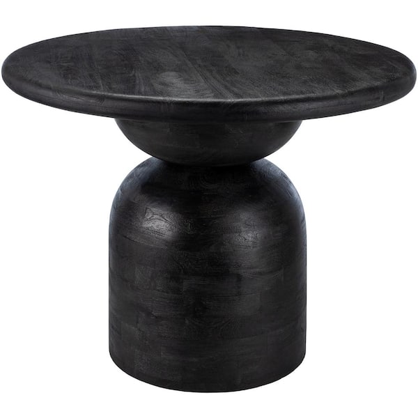 Livabliss Mackenna Modern Black Wood 39 in. W Column Dining Table Seats 4