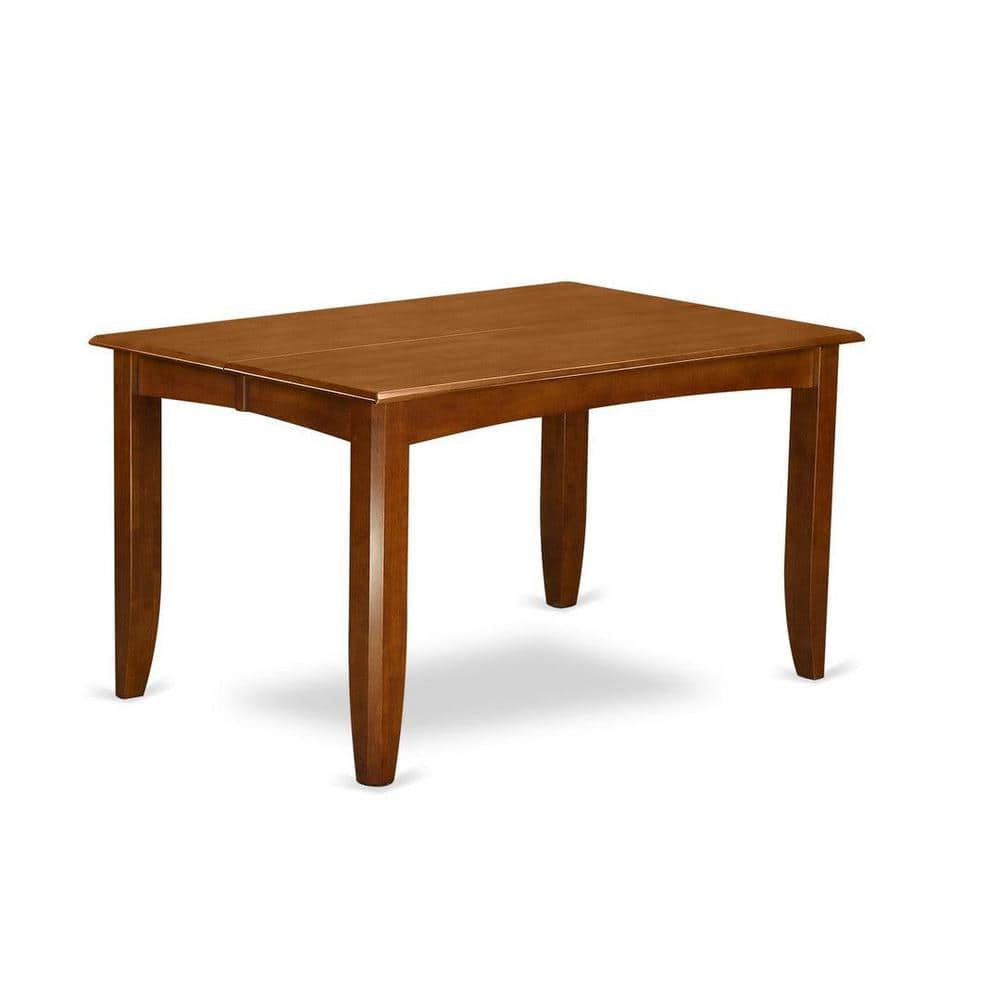 Saddle Brown Square Wood Dining Table with 8 Linen Chairs