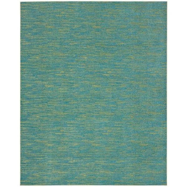 Blue, Green 7 ft. x 10 ft. Woven Polypropylene Indoor/Outdoor Area Rug