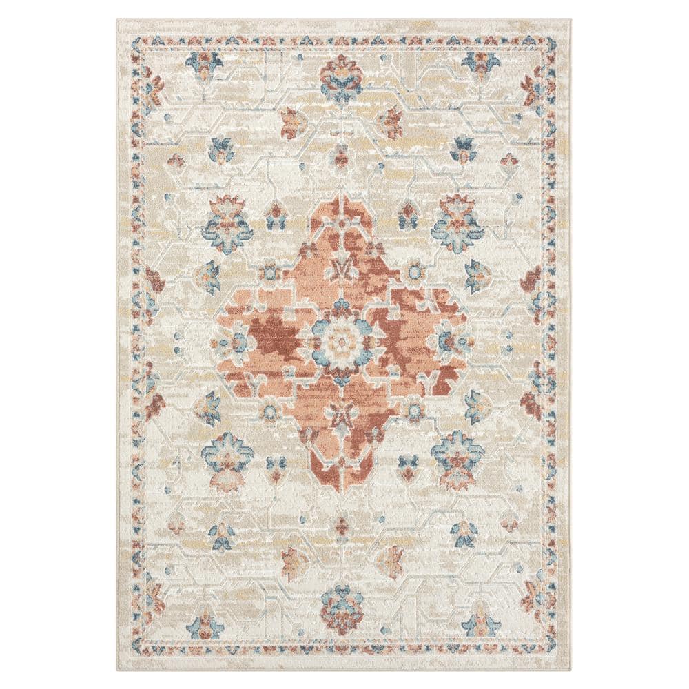 Iviana Ivory/Rust/Multicolor 7 ft. 10 in. x 9 ft. 10 in. Contemporary Power