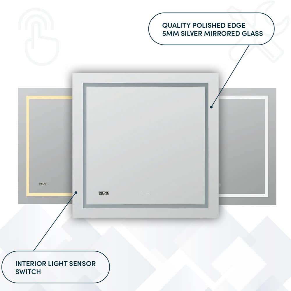 Daytona Elegance 30x40 Silver LED Bathroom Vanity Mirror with Anti-Fog and Dimmable Light