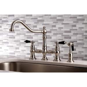 Duchess 2-Handle Bridge Kitchen Faucet with Side Sprayer in Brushed Nickel