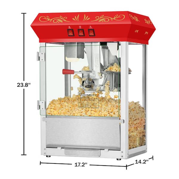 Hi Tek 8 oz Red Stainless Steel Commercial Popcorn Machine - 1 Count Box