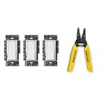 Diva LED Dimmer Switch, White, and Klein 6-1/4 in. Wire Stripper/Cutter for 10-18 AWG Solid Wire (3-Pack)
