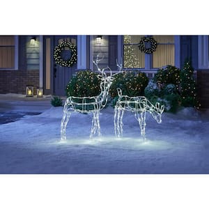 4 ft Warm White LED White Wire Buck Holiday Yard Decoration