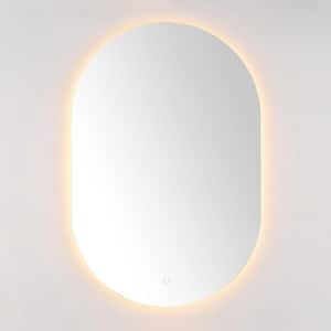 Jax 24 in. W x 36 in. H Aluminum Oval Modern White LED Wall Mirror