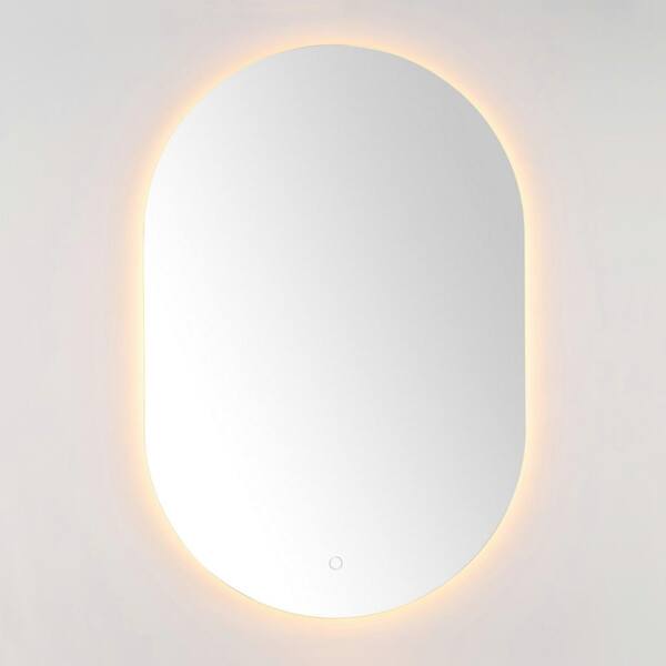 SAFAVIEH Jax 24 in. W x 36 in. H Aluminum Oval Modern White LED Wall Mirror
