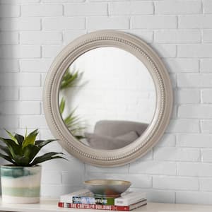 Medium Round Biscuit Antiqued Farmhouse Accent Mirror (24 in. Diameter)