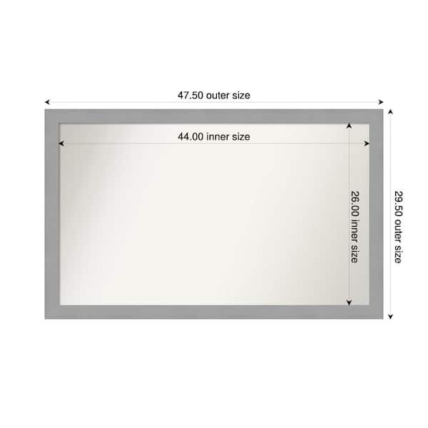 Amanti Art Brushed Nickel 47.5 in. x 29.5 in. Custom Non-Beveled Recycled Polystyrene Framed Bathroom Vanity Wall Mirror