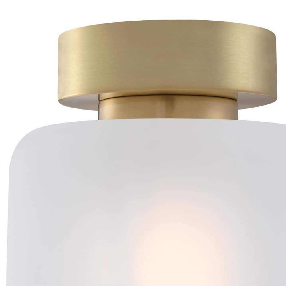 Champagne Brass 8'' Frosted Glass Semi-Flush Mount Ceiling Light