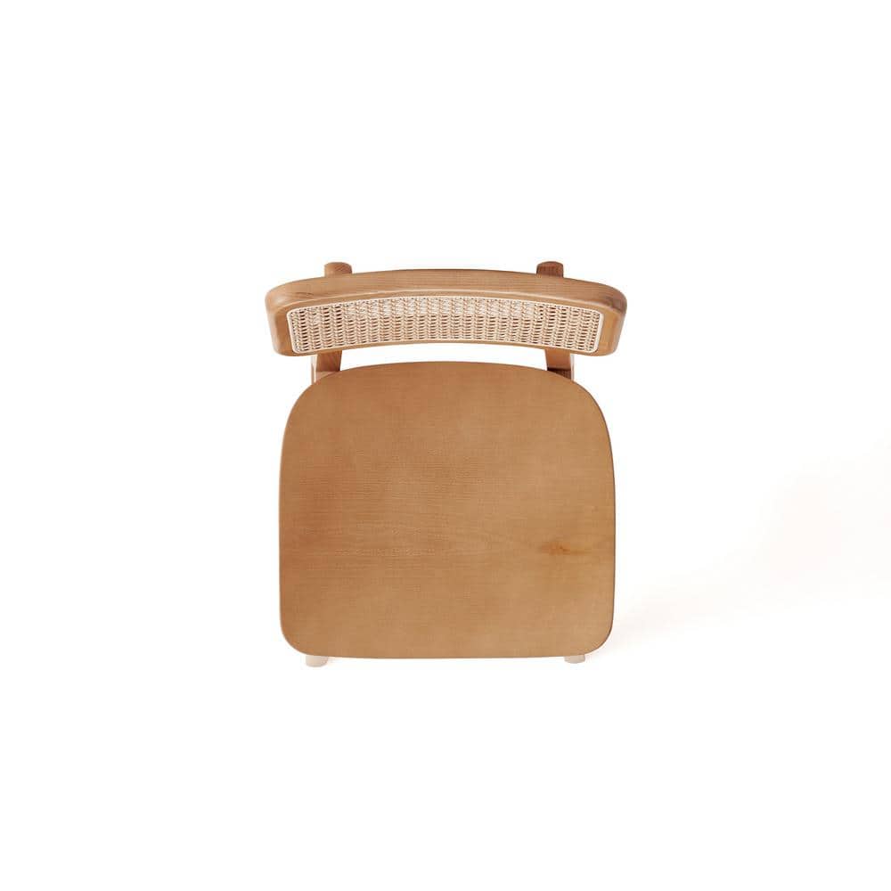 Set of 3 Natural Ash Wood and Cane Counter Stools