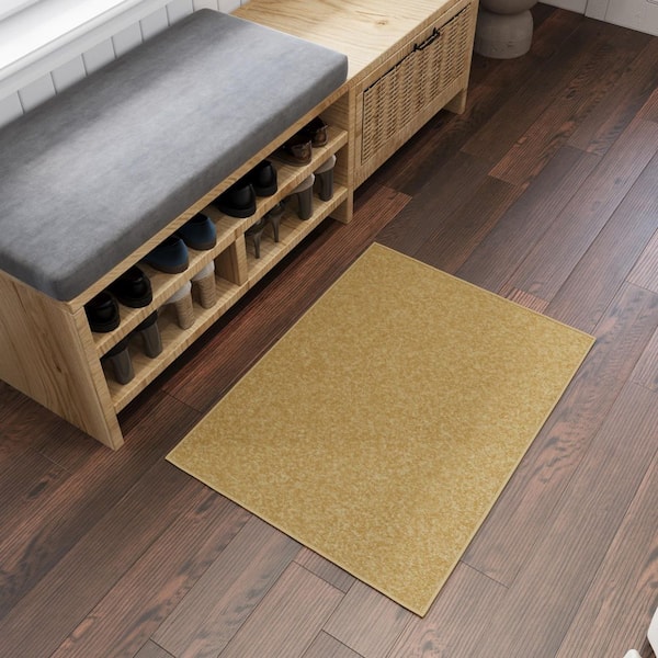 Basics Collection Non-Slip Rubberback Modern Solid Design 2x3 Indoor Area Rug/Entryway Mat, 2 ft. 3 in. x 3 ft., Beige