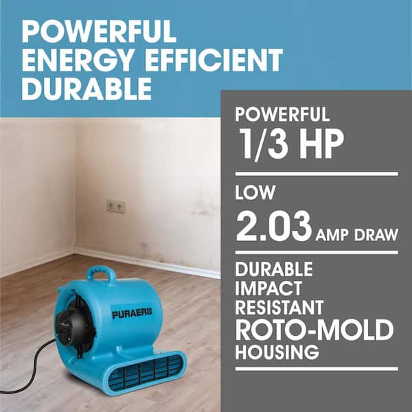 B-Air 1/2 HP Air Mover for Janitorial Water Damage Restoration Stackable Carpet  Dryer Floor Blower Fan in Grey BA-VP-50-GY - The Home Depot
