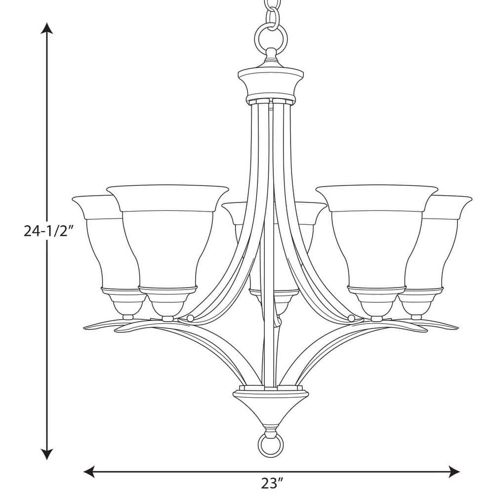 Trinity Brushed Nickel 5-Light Chandelier with Etched Glass Shades