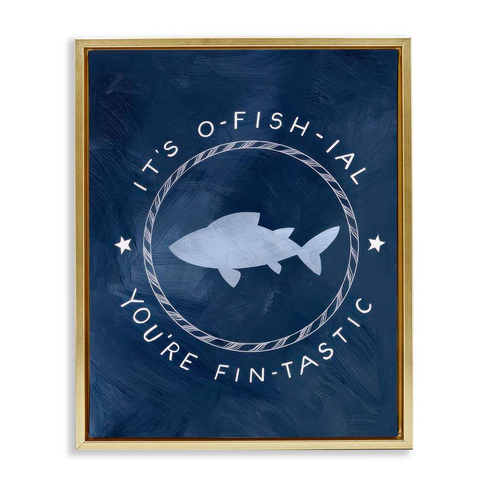 Officially Fantastic Fish Pun by Caverly Smith Gold Floater Frame Coastal Graphic Art Print 31 in. x 25 in. price history on PriceWatchPro