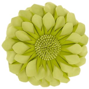 Sofia Lime Green Floral 14 in. x 14 in. Throw Pillow