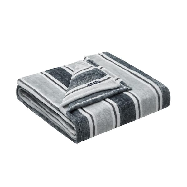 Nautica Jetty Island Gray Microfiber 50 in. x 70 in. Throw Blanket