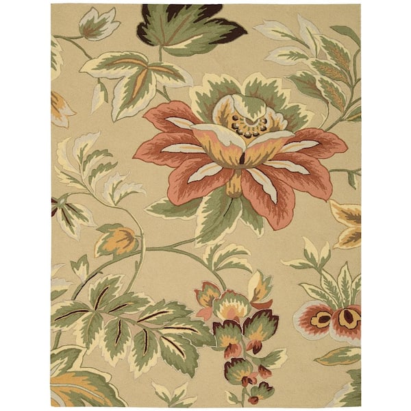 Nourison French Country Beige 4 ft. x 6 ft. Distressed Transitional Area Rug