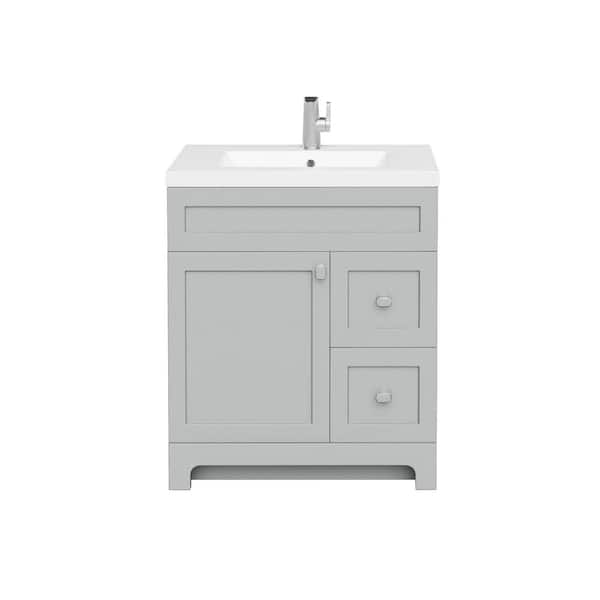 Cutler Kitchen and Bath Daisy 30 in. W x 21 in. D x 36 in. H S/Sink Free Standing Bath Vanity in Canadian Gray with Cultured Marble Top in White