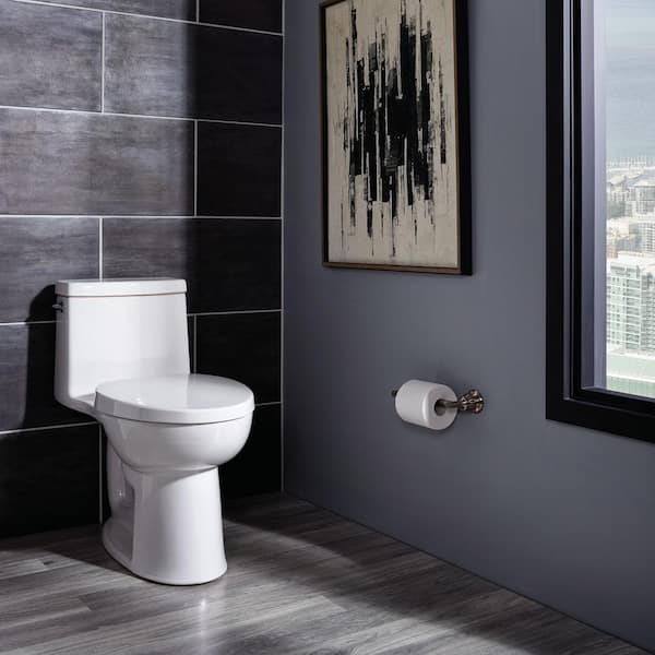 Loft 1-piece 1.28 GPF Single Flush Elongated Toilet in White Seat Included