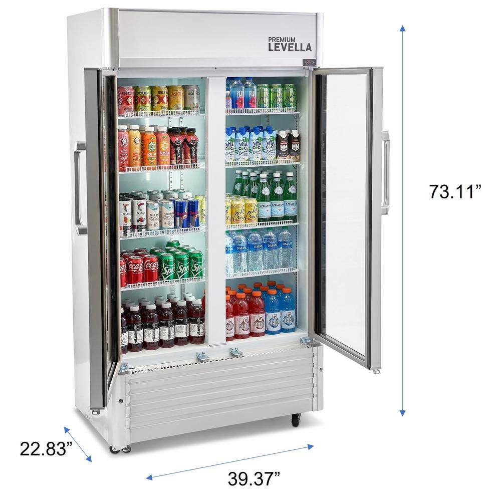 Premium Silver Double Glass Door Beverage Refrigerator, 18 cu ft