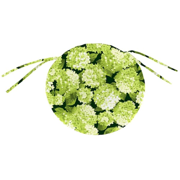 Jordan Manufacturing 16 in. D x 2 in. T Round Outdoor Bistro Chair Seat Cushion in Hydrangea Forest Green