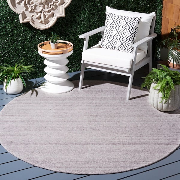 Outdoor Micro-Loop Beige 6 ft. x 6 ft. Solid Indoor/Outdoor Round Area Rug