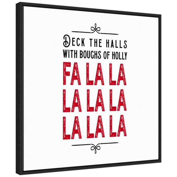 Amanti Art 22 in. Canvas Deck the Halls Red Christmas Holiday Framed Box Wall Art