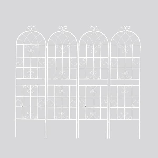 Avex White 4-Pieces 19.7 in. W x 71 in. H Metal Garden Trellis for Climbing Plants Outdoor Flower Support