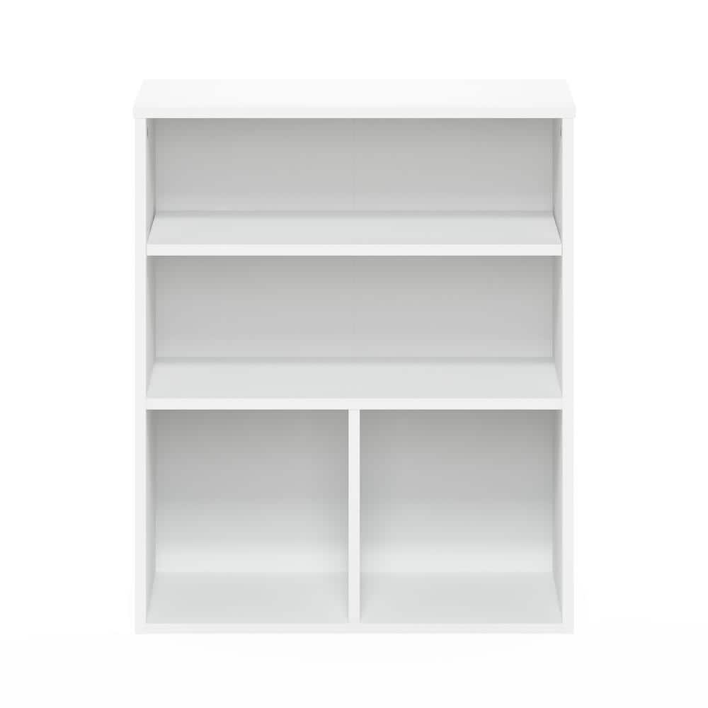 White Adjustable 4-Shelf Contemporary Wood Bookcase