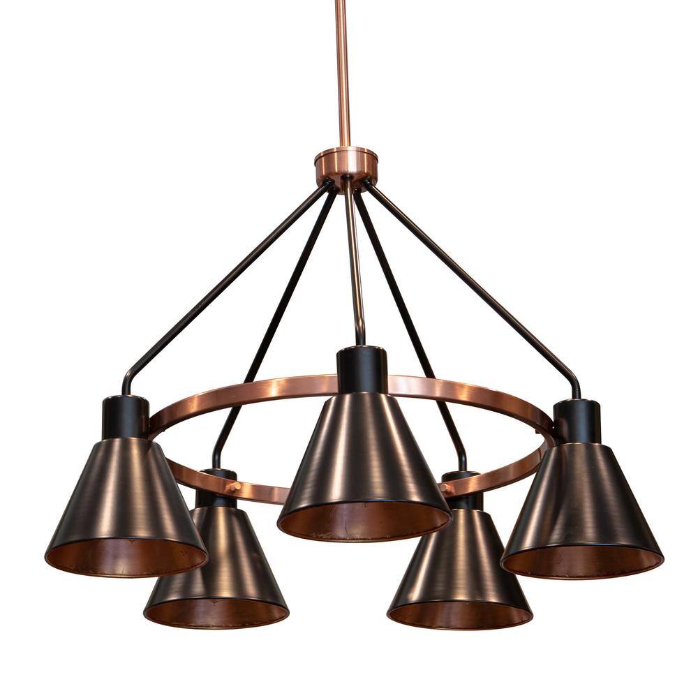 Decor Therapy Carly 5-Light Antique Brass and Black Iron Metal ...