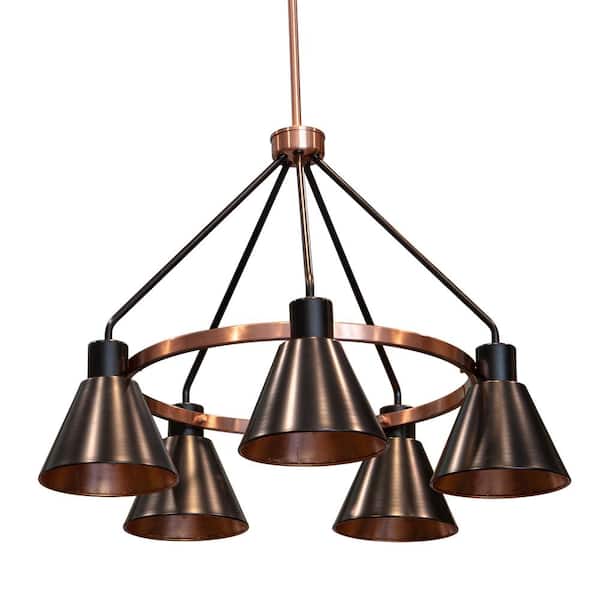 Decor Therapy Carly 5-Light Antique Brass and Black Iron Metal Chandelier