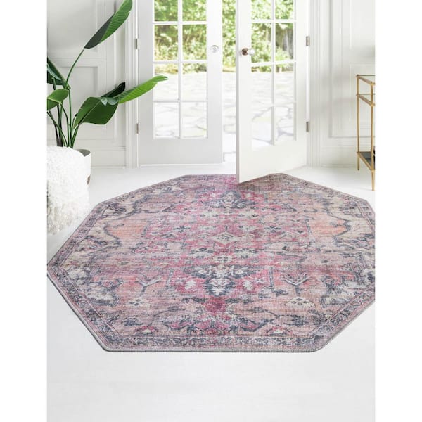 Nostalgia Meknes Beige Pink 8 ft. Octagon Machine Washable Area Rug