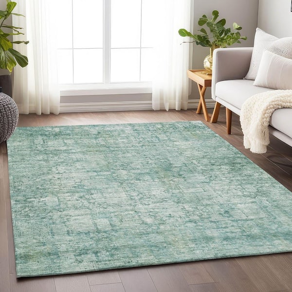 Chantille Machine Washable Indoor/Outdoor Abstract ACN1764 Teal 10 ft. x 14 ft. Area Rug