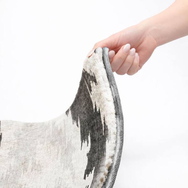 Dream Shag Premium Machine Washable Abstract ADS746 Black 10 ft. x 14 ft. Area Rug