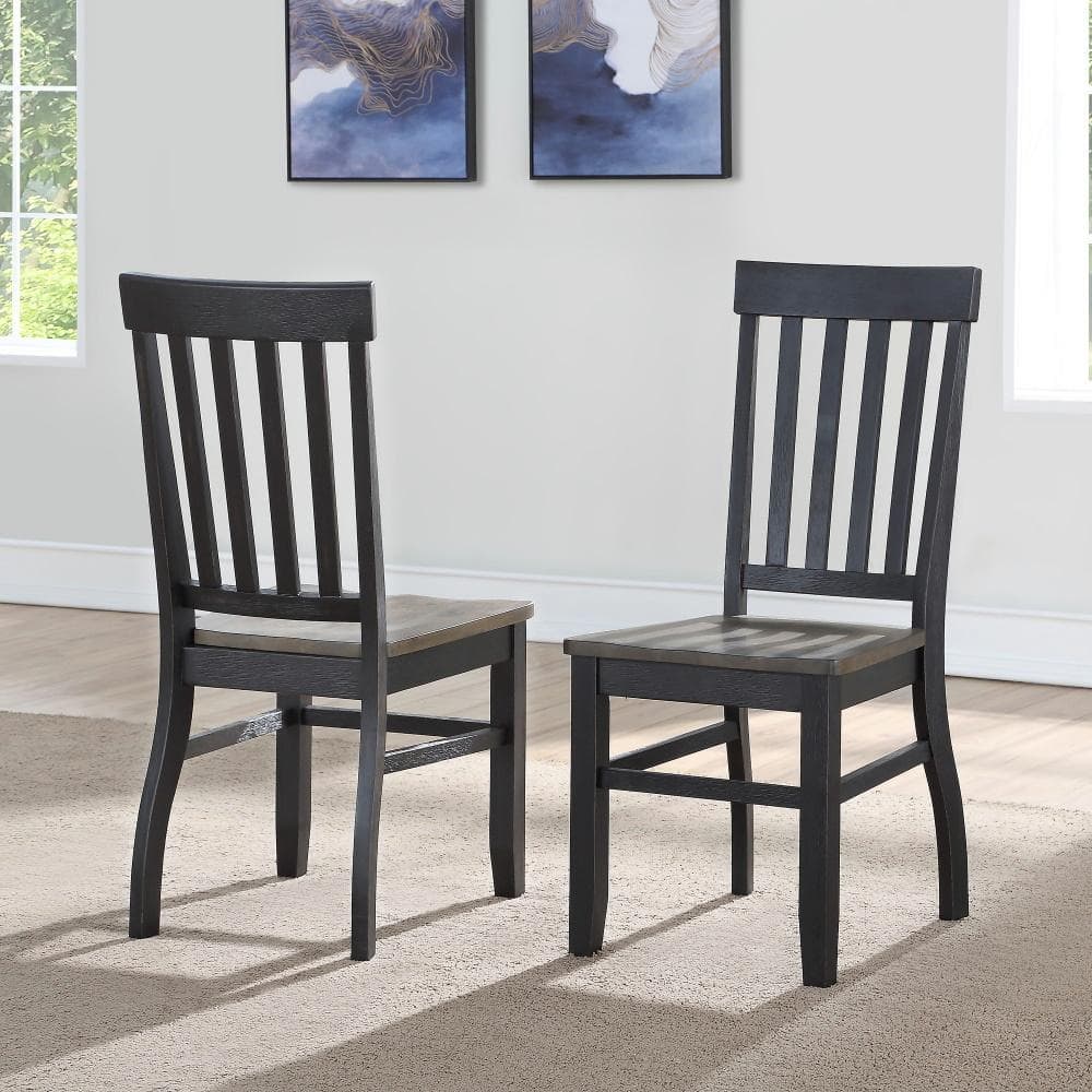 Ebony and Driftwood Transitional Slat Back Side Chair Set