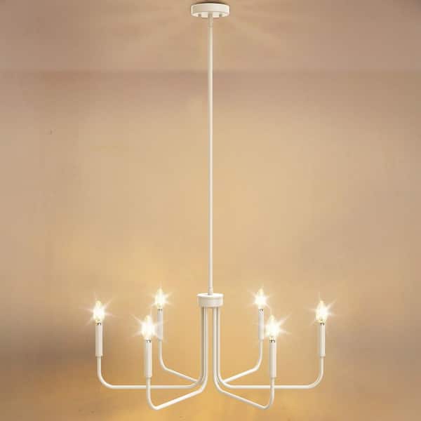 CRACKS 専用 Briignite 6-Light 28 in. White Farmhouse Rustic Candle