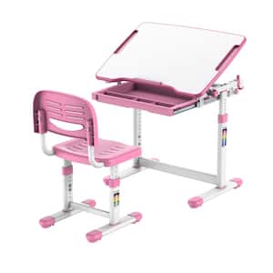 Kid's Desk and Chair Set for Ages 3-10 in Pink