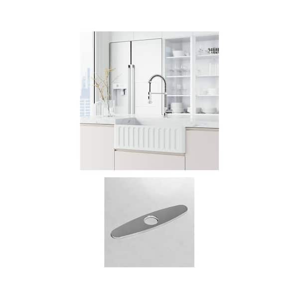 Edison Touchless Single Handle Pull-Down Kitchen Faucet with 10 in. Deck Plate in Chrome (2-Piece Set)