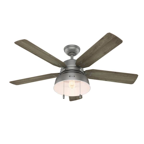 Hunter Mill Valley 52 in. LED Indoor/Outdoor Matte Silver Ceiling Fan with Light