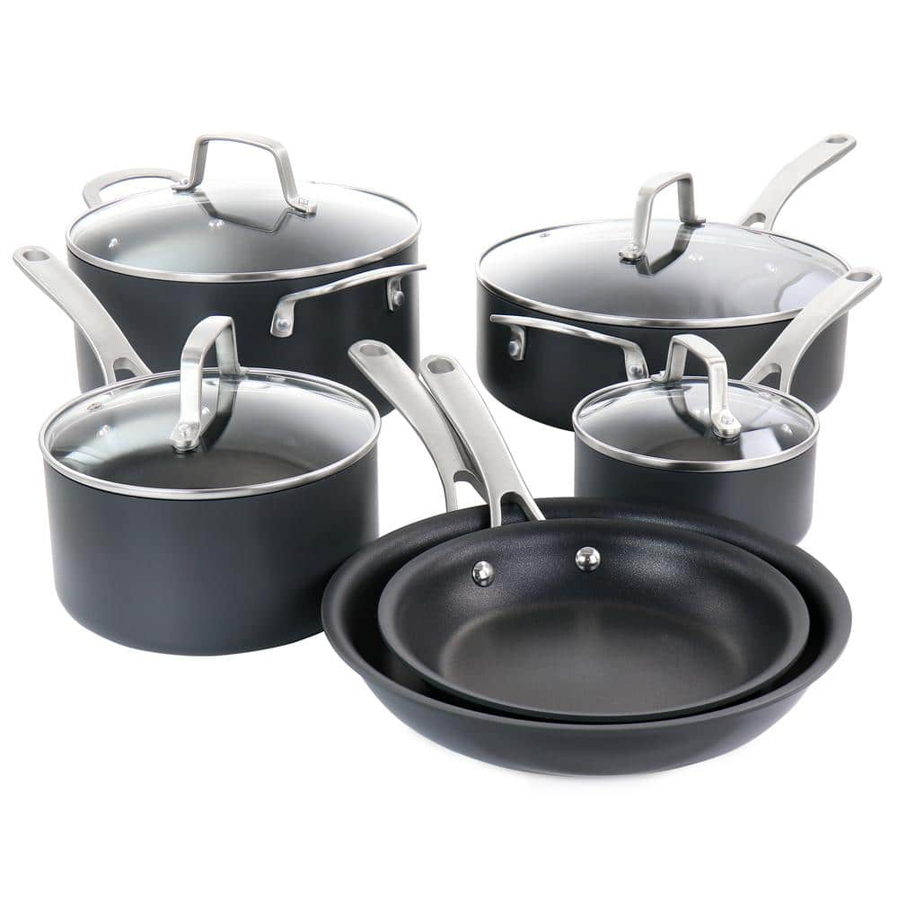 MARTHA STEWART Martha Stewart 10-Piece Matte Black Nonstick Hard ...