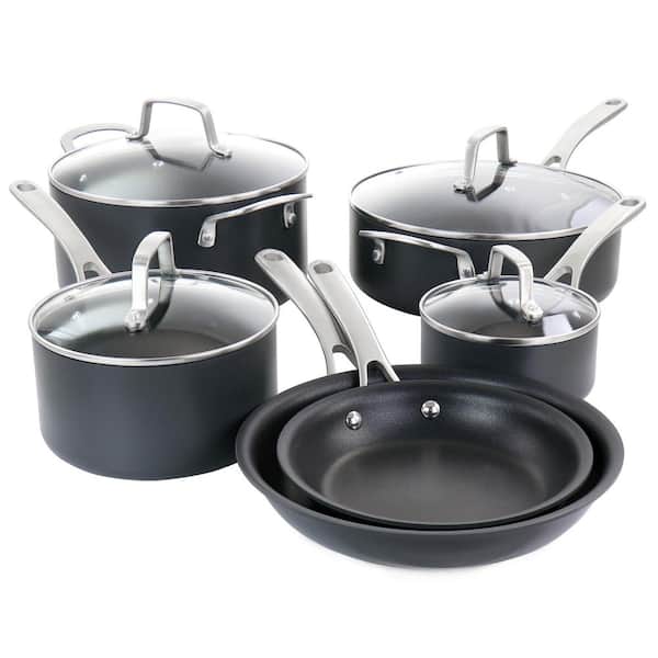 Martha Stewart 10-Piece Matte Black Nonstick Hard Aluminum Cookware Set