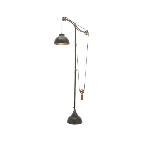 Litton Lane 79 in. Black Aluminum Pulley Floor Lamp