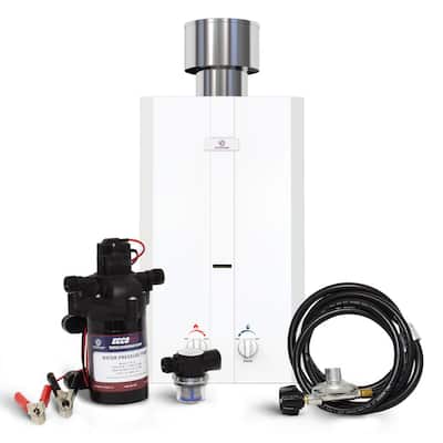 Eccotemp L10 3.0 GPM Portable Outdoor Tankless Water Heater w/ EccoFlo Diaphragm 12V Pump and Strainer