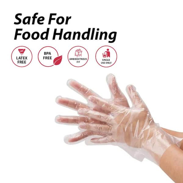 Disposable Food Prep Gloves - 1000-Piece Plastic Food Safe