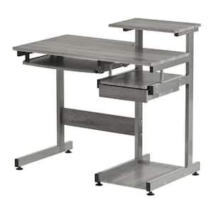 22 in. Rectangular Gray Wood 1-Drawer Computer Desk with Shelves