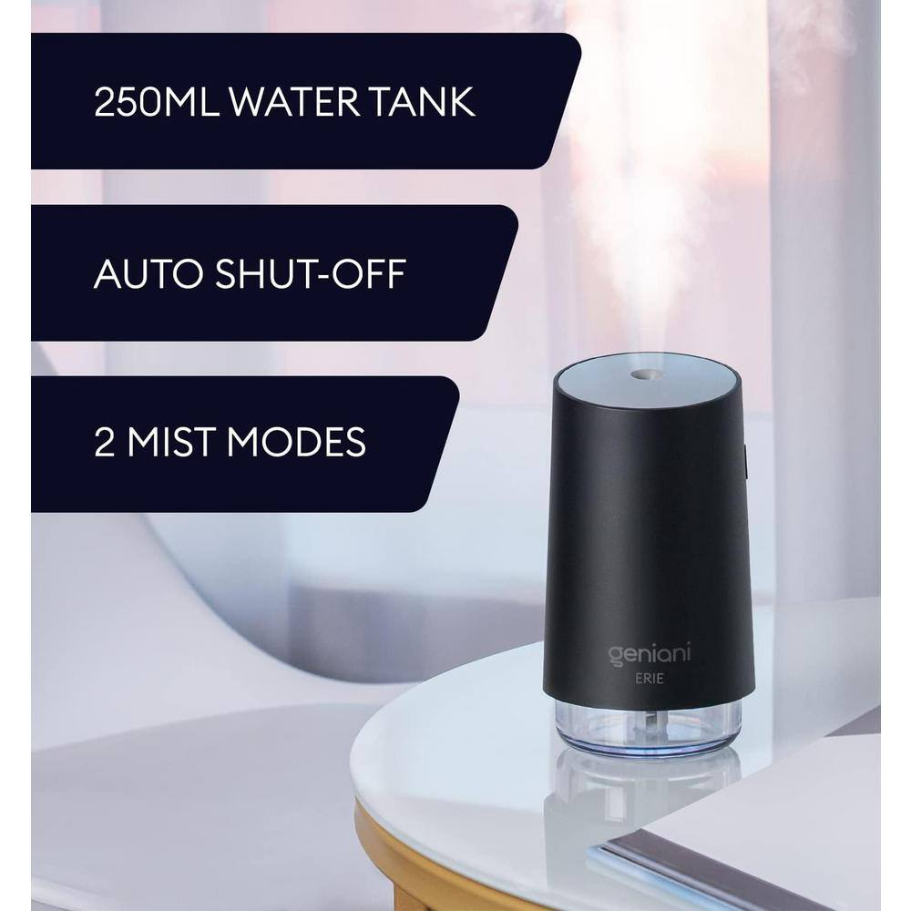 Geniani Erie Black Portable Cool Mist Tabletop Humidifier