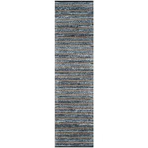 Cape Cod Blue/Natural 2 ft. x 10 ft. Striped Runner Rug