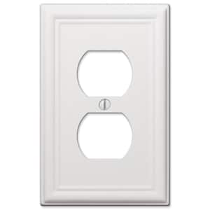 Ascher 1-Gang White Duplex Outlet Stamped Steel Wall Plate